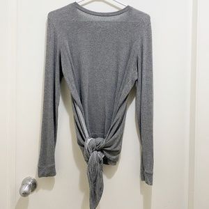 Club Monaco Cozy Long Sleeve Crew Neck Tie Top Grey XS
